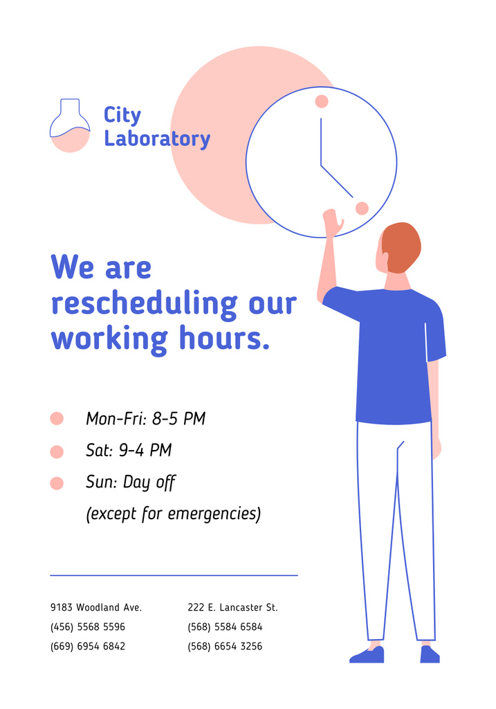 Test Laboratory Working Hours Rescheduling during quarantine Poster 28x40in Design Template