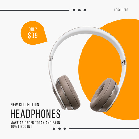 Promotion of New Collection of Wireless Headphones Instagram Šablona návrhu