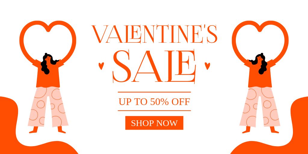 Ontwerpsjabloon van Twitter van Valentine's Day Sale Announcement