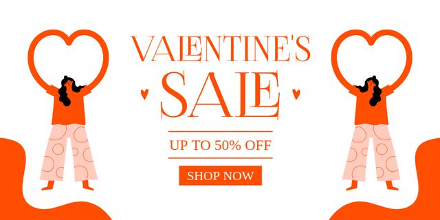 Valentine's Day Sale Announcement Twitterデザインテンプレート