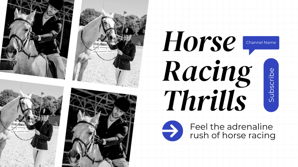 Adrenalin Rush of Horse Racing Youtube Thumbnail Modelo de Design