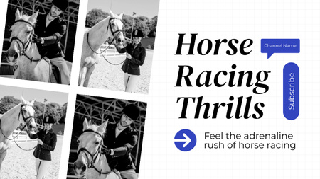 Adrenalina nas corridas de cavalos Youtube Thumbnail Modelo de Design