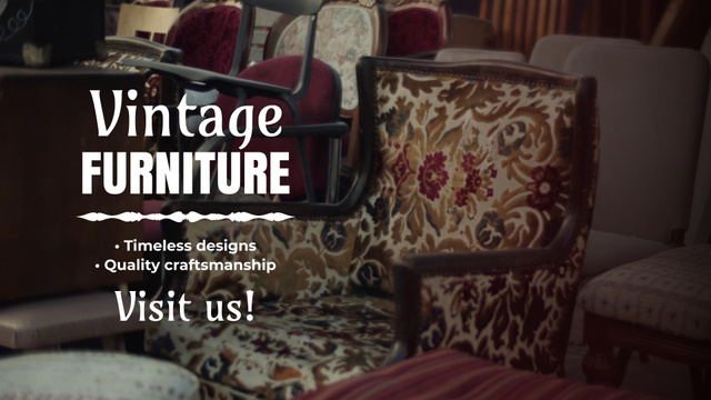 Historical Period Pieces Of Furniture Offer In Antique Store Full HD video Design Template