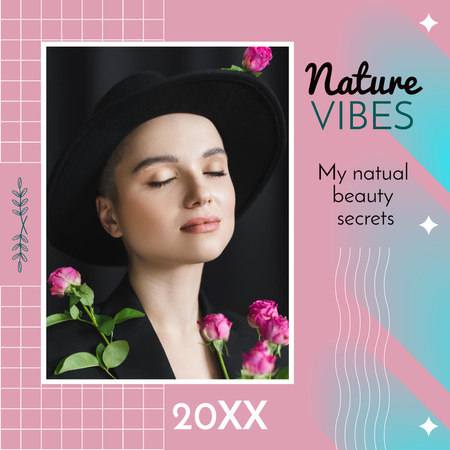 Natural beuty secret with short-haired girl Instagram Design Template