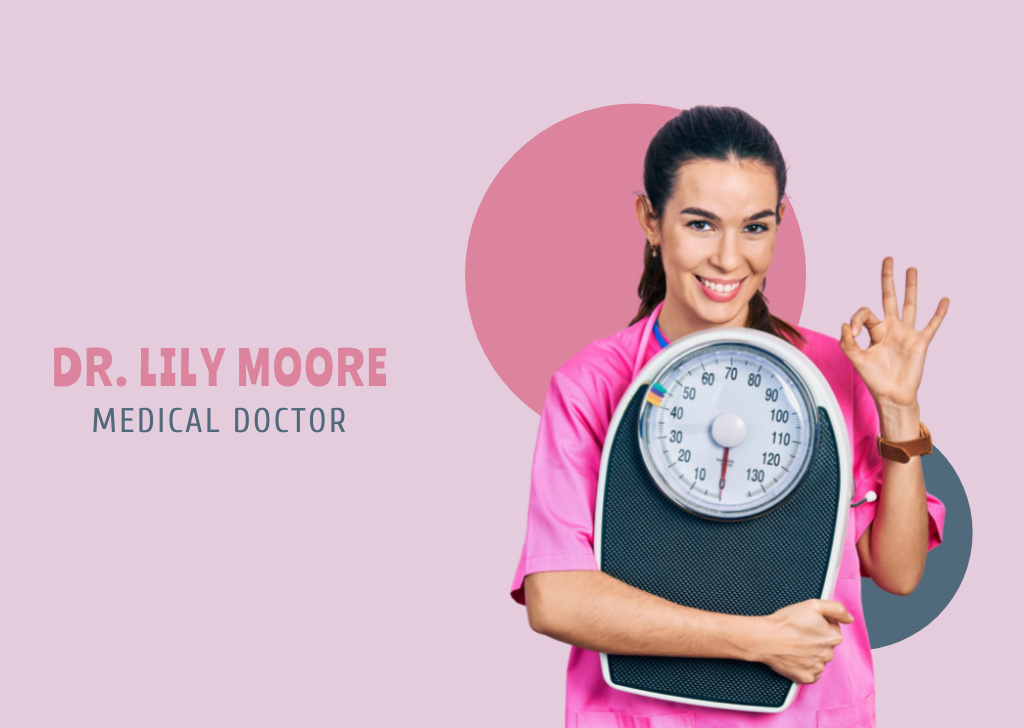 Designvorlage Professional Nutritionist Doctor Services Offer With Scale für Flyer A6 Horizontal