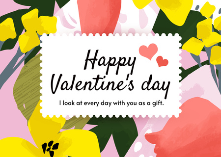 Saudação de feliz dia dos namorados com padrão floral colorido Card Modelo de Design