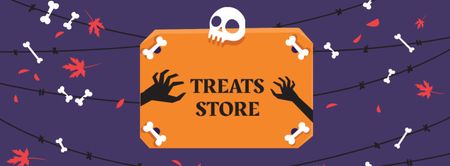 Treats Store on Halloween Offer Facebook cover Design Template