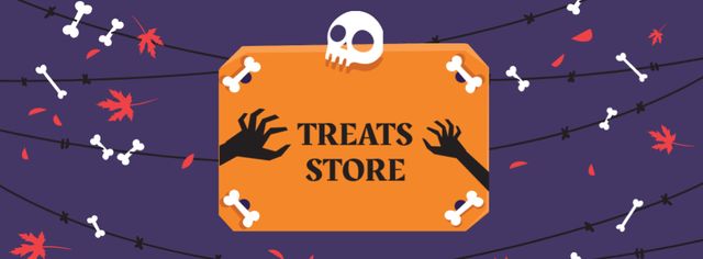 Plantilla de diseño de Treats Store on Halloween Offer Facebook cover 