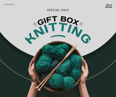 Caixa de presente para tricô verde Facebook Modelo de Design