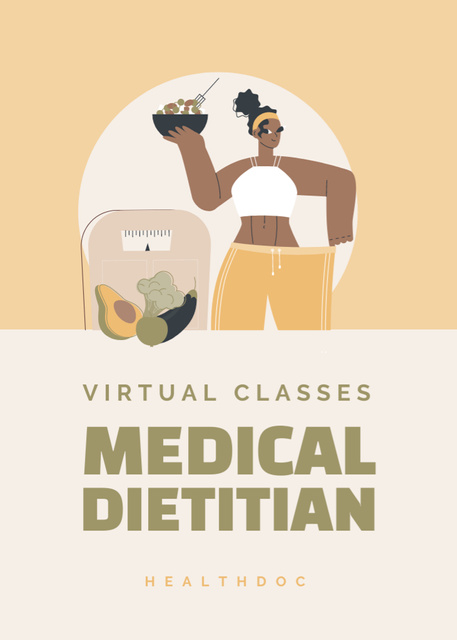 Helpful Medical Dietitian Virtual Classes Announcement Flayer Design Template