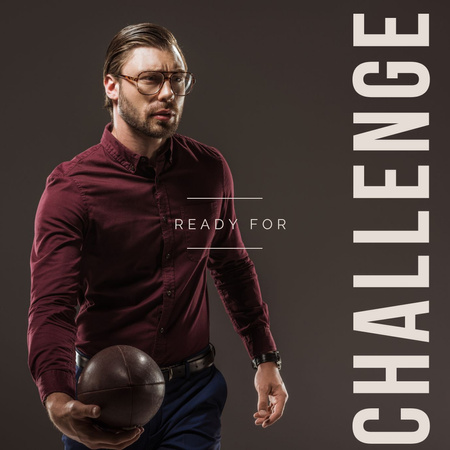 Modèle de visuel Homme affaires, tenue, balle football - Instagram