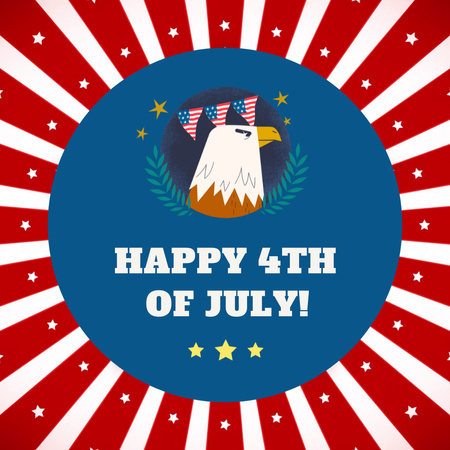 Happy Independence Day with Eagle Animated Post Design Template