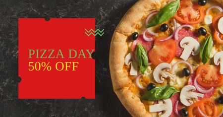 Italian pizza day sale Facebook AD tervezősablon