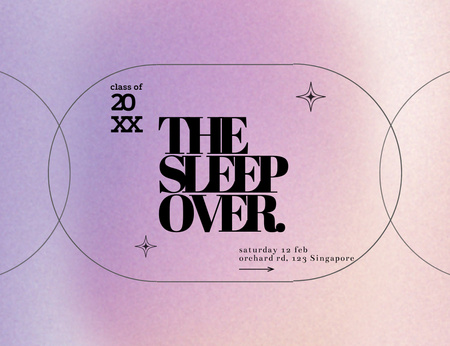 Sleepover Party Purple Gradient Invitation 13.9x10.7cm Horizontal Design Template