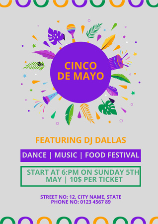 Plantilla de diseño de Cinco de Mayo Festival Announcement Poster 