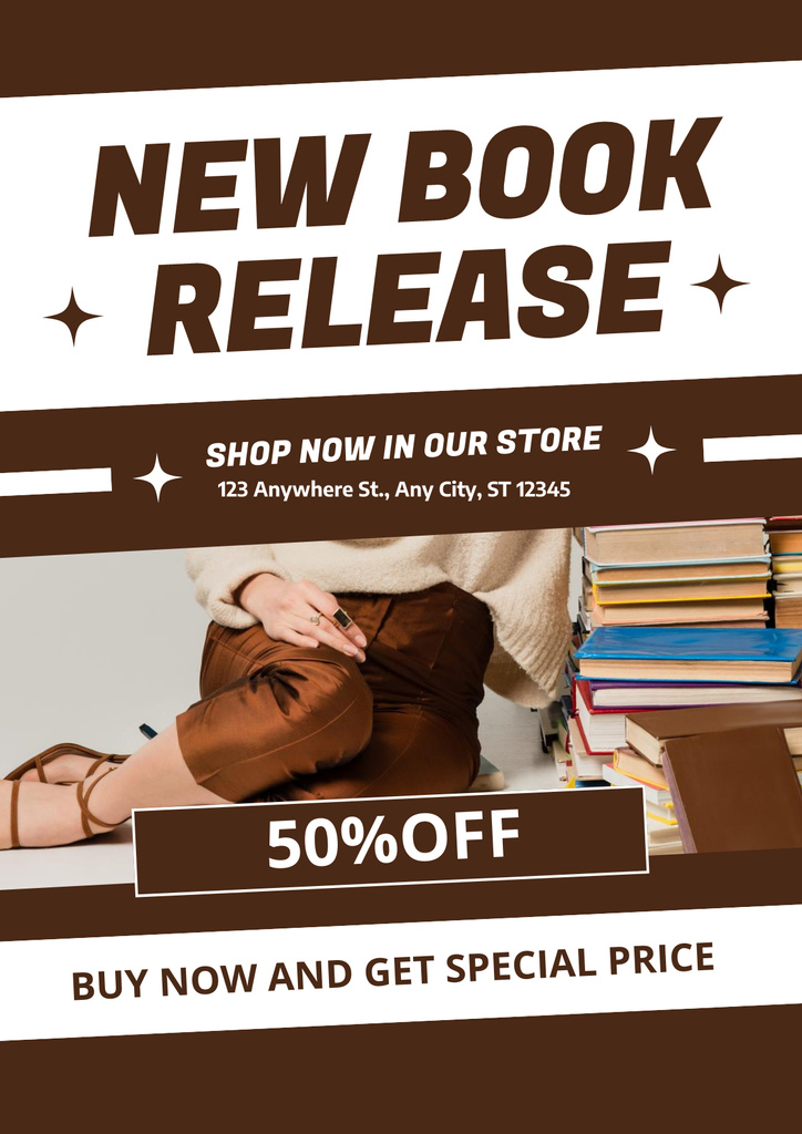 New Book Release Sale Poster Design Template