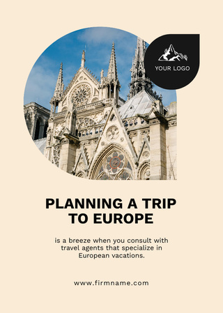 Travel Agent Consultation Planning A Trip To Europe Postcard A6 Vertical Design Template
