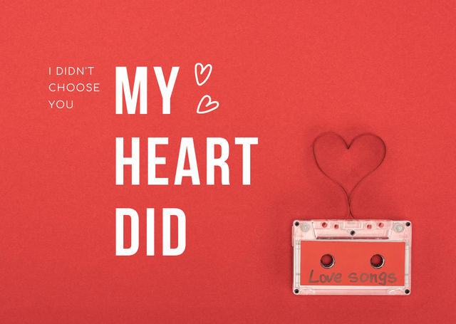 Cute Valentine's Day Greeting with Mixtape Postcard Design Template