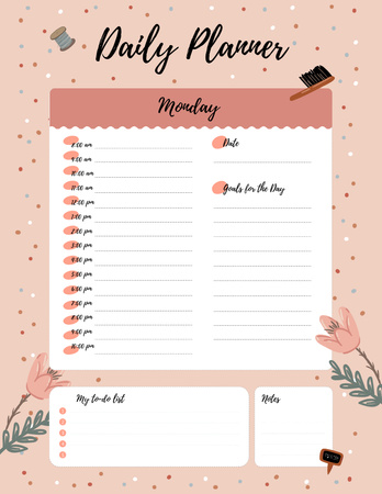 Template di design Daily Planner with Home Supplies and Flowers Notepad 8.5x11in