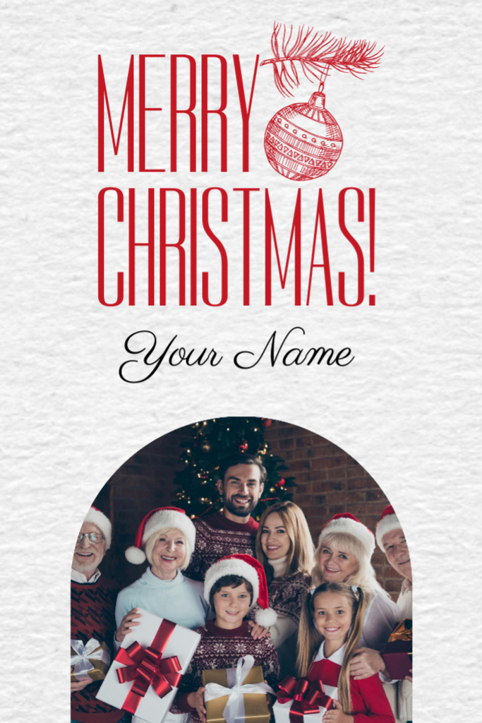 Gleeful Christmas Holiday Wishes And Big Happy Family Postcard 4x6in Vertical Šablona návrhu