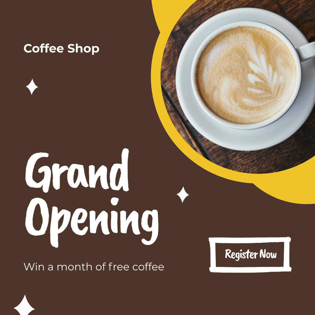 Eclectic Coffee Shop Grand Opening With Registration Instagram ADデザインテンプレート