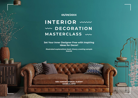 Interior Design Masterclass Announcement Poster A2 Horizontal Design Template