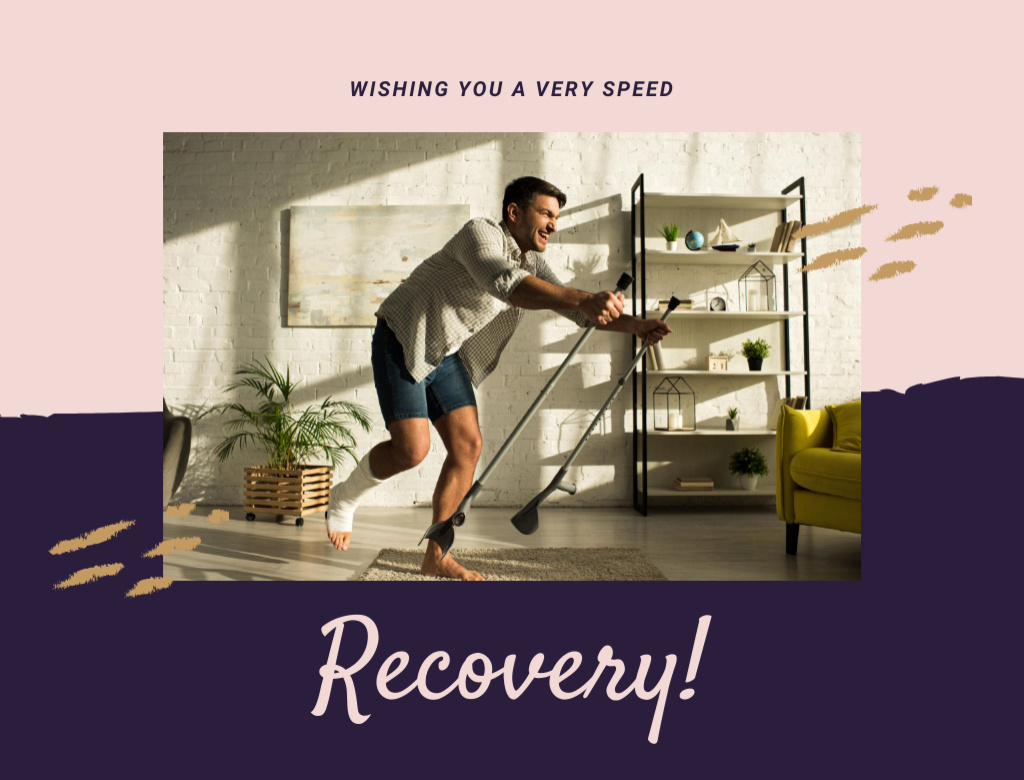 Wish You Fast Recovery from Your Trauma Postcard 4.2x5.5in Tasarım Şablonu