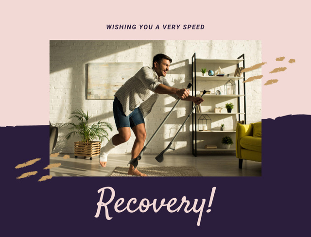 Wish You Fast Recovery from Your Trauma Postcard 4.2x5.5in Šablona návrhu