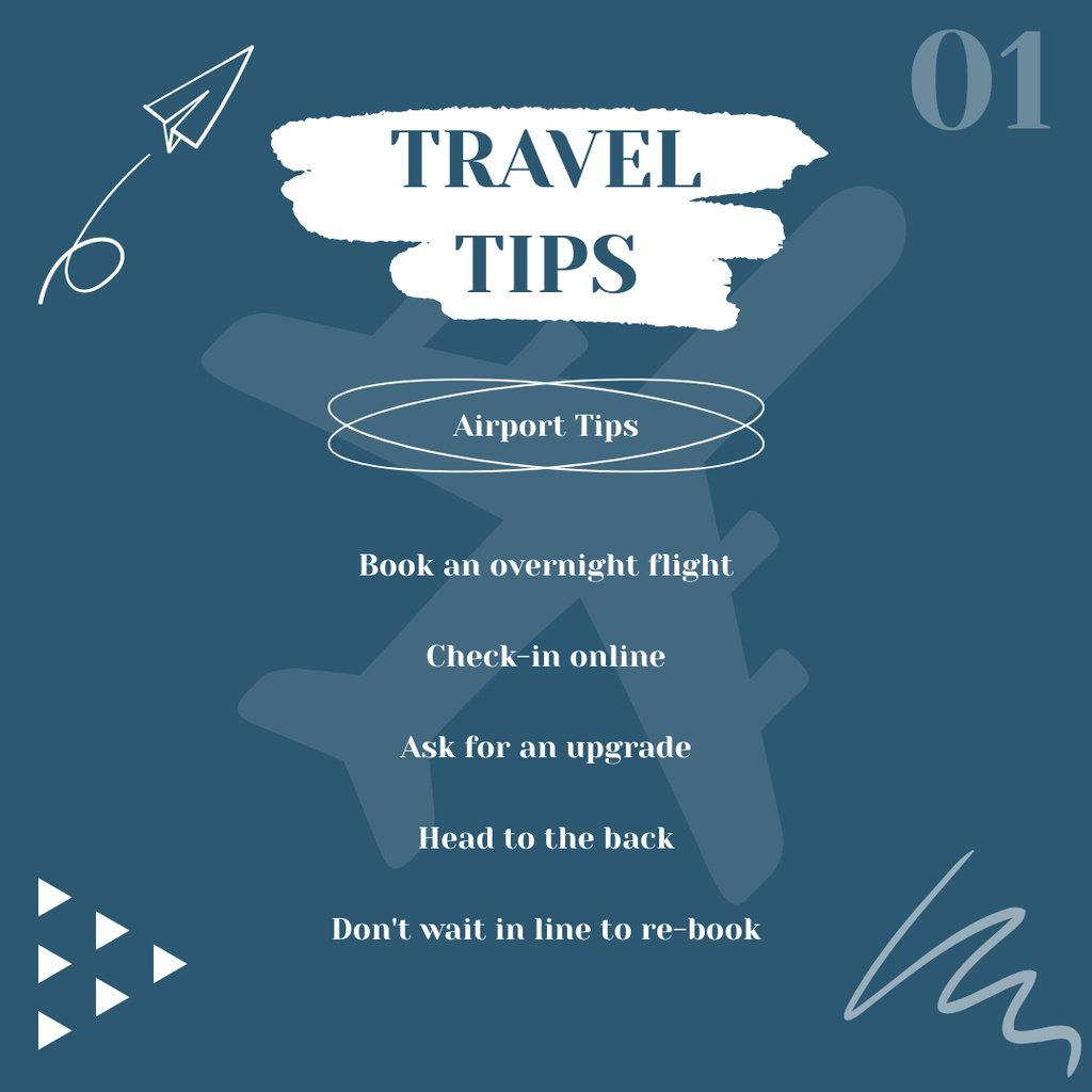 Designvorlage Travel Tips in Blue für Instagram