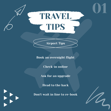 Travel Tips in Blue Instagram Design Template