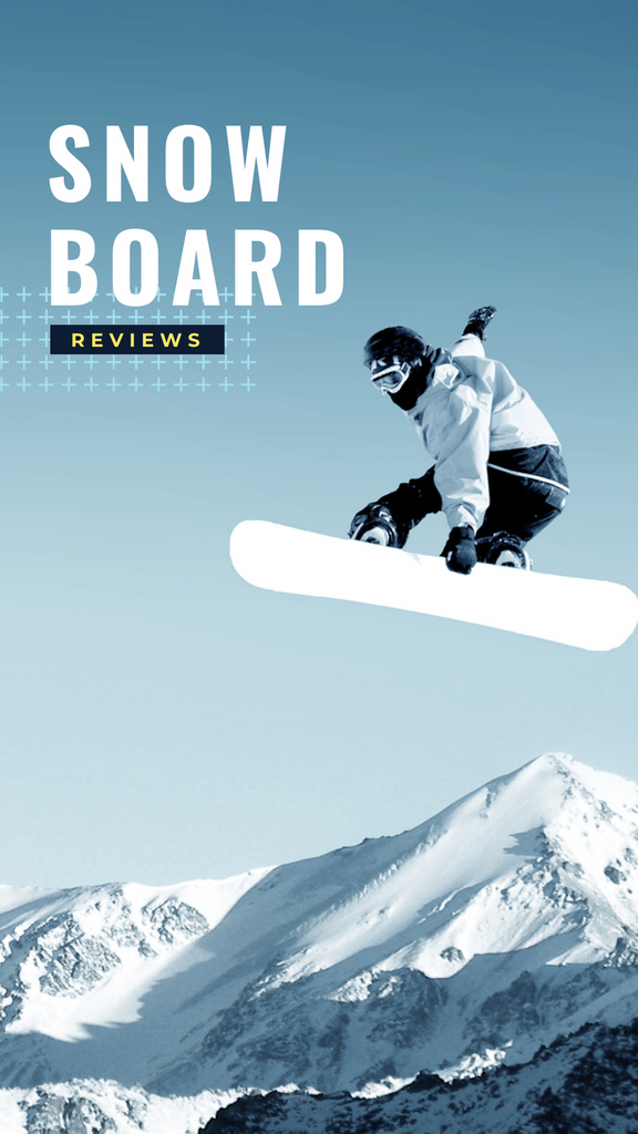 Designvorlage Snowboard Reviews with Snowboarder für Instagram Story