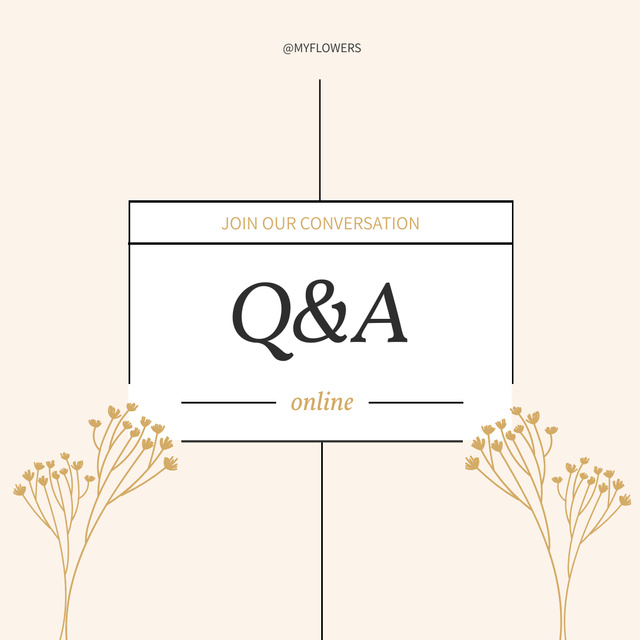TBQ&A Session Announcement with Illustration of Flowers Instagram – шаблон для дизайну