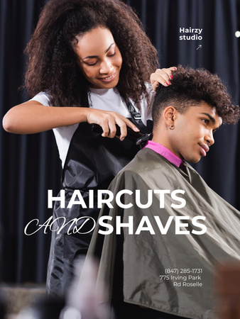 Platilla de diseño Hair Services Offer with Client in Salon Poster US