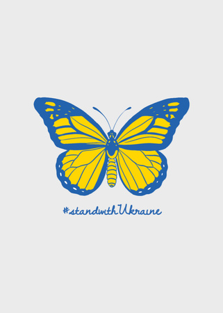 Butterfly in Ukrainian Flag Colors Flayer Design Template