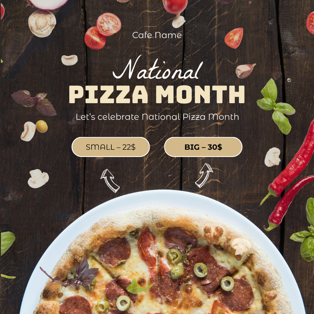National Pizza Month Event Instagram Tasarım Şablonu