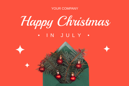 Platilla de diseño Christmas in July with Green Envelope Postcard 4x6in