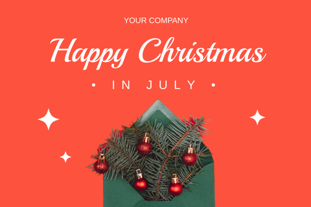 Christmas in July with Green Envelope Postcard 4x6in Design Template