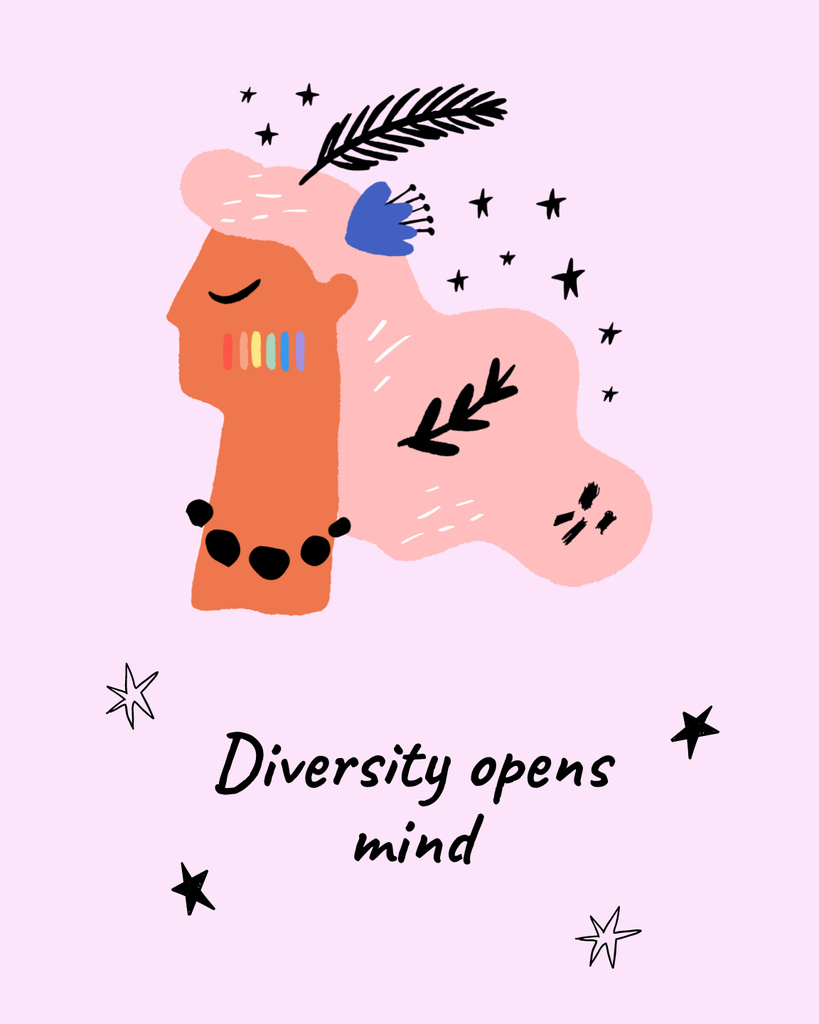 Modèle de visuel Colorful Phrase About Diversity With Illustration - Poster 16x20in