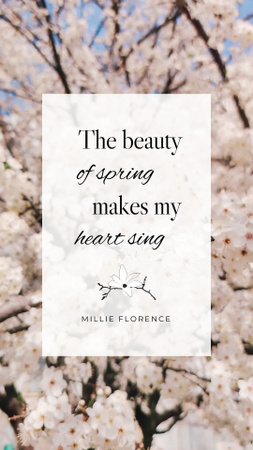 Modèle de visuel Cerisier en fleurs avec citation sur le printemps et le sentiment - TikTok Video