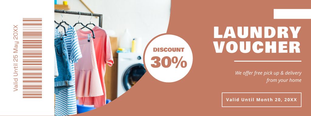 Laundry Voucher with Discount Coupon Design Template