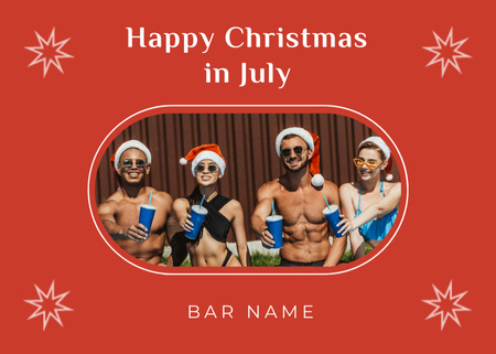 Young People Celebrating Christmas in July Postcard 5x7in Design Template