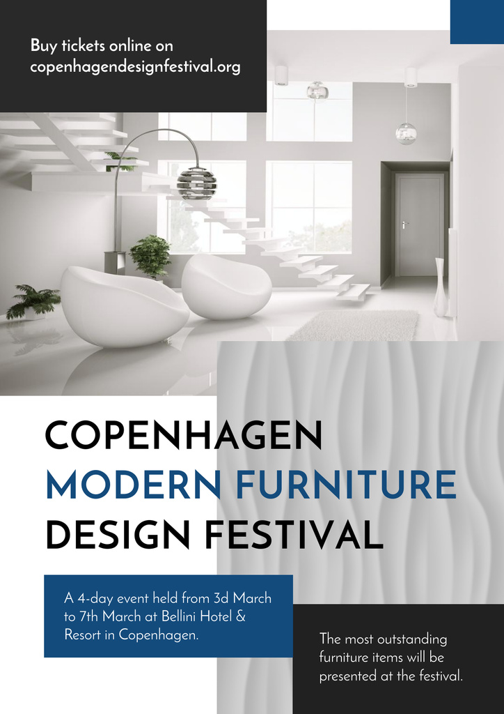 Chic Furniture Design Fest Announcement Poster – шаблон для дизайну