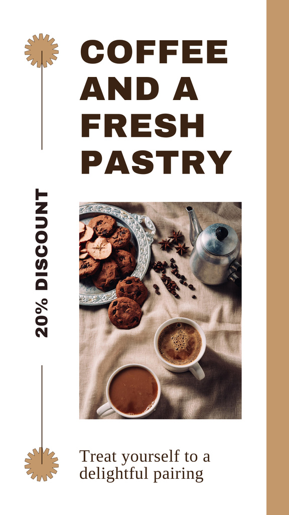 Szablon projektu Rich Coffee And Free Cookies As Pairing In Coffee Shop Instagram Story