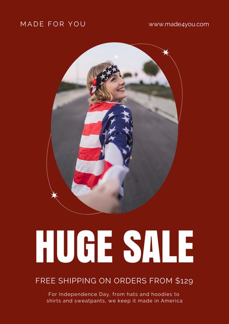 Template di design Huge Sale for USA Independence Day Poster