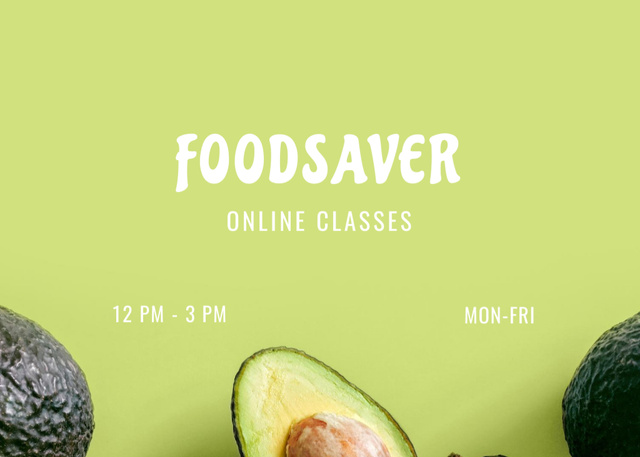 Ontwerpsjabloon van Flyer 5x7in Horizontal van Reliable Nutrition Classes Announcement with Avocado
