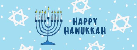 Platilla de diseño Hanukkah Greeting with Menorah and Star of David Facebook cover
