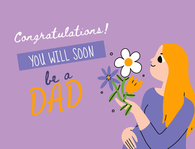 Congratulations Messages for Father to Be In Purple Postcard 4.2x5.5in Πρότυπο σχεδίασης