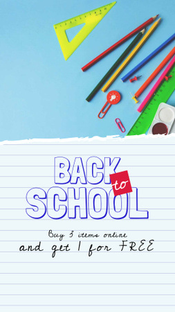 Back to School Sale Stationery in Backpack Instagram Video Story Design Template