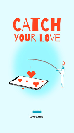 Dating App promotion with man fishing Instagram Story tervezősablon