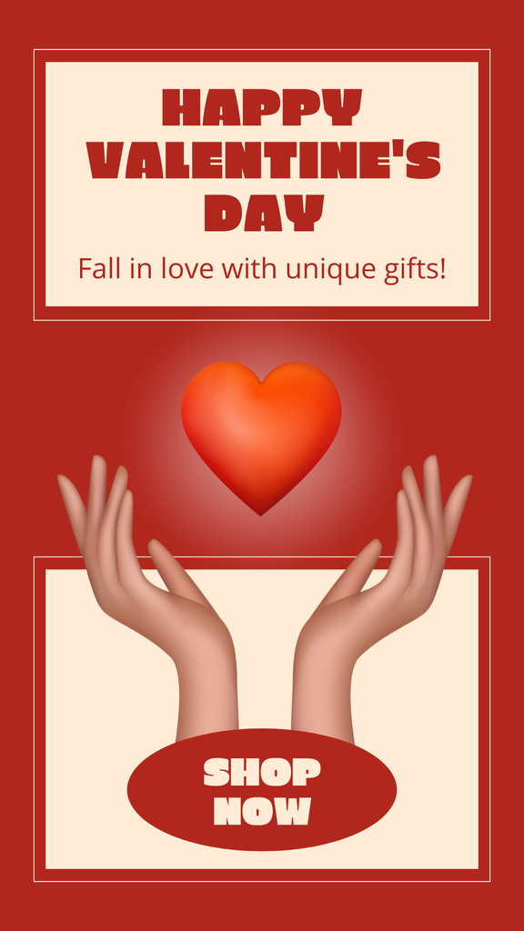 Plantilla de diseño de Wishing Happy Valentine's Day And Promoting Gifts In Shop Instagram Story 